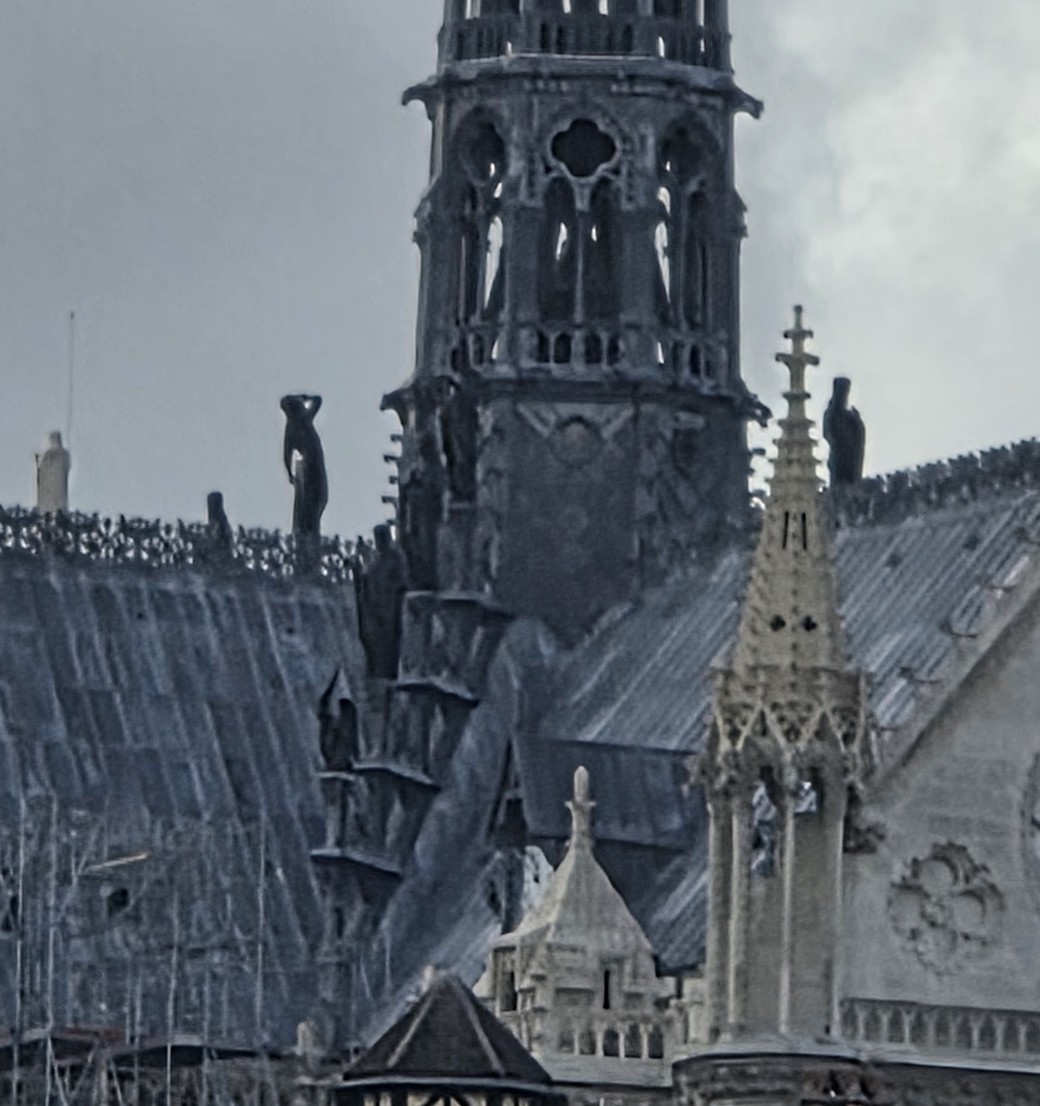 Spire and roof of Notre-Dame, Galaxy S25 native ×12 zoom